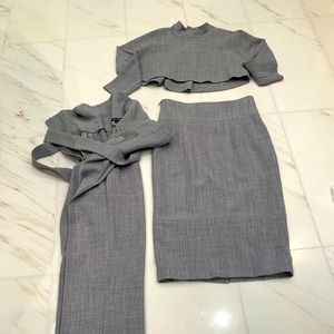 Whistles 3 piece suit size 8 , crop top pants skirt